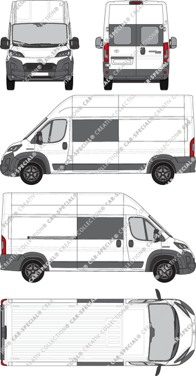 Toyoa Proace Max, Kastenwagen, L3H3, Heck verglast, Doppelkabine, Rear Wing Doors, 1 Sliding Door (2024)