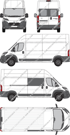 Toyoa Proace Max, Kastenwagen, L3H3, teilverglast rechts, Heck vergl., Rear Wing Doors, 1 Sliding Door (2024)