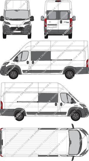 Toyoa Proace Max, Kastenwagen, L4H3, Heck verglast, Doppelkabine, Rear Wing Doors, 2 Sliding Doors (2024)