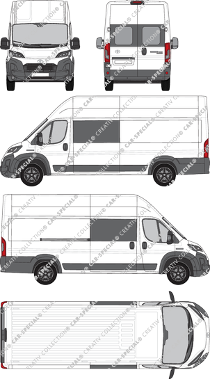 Toyoa Proace Max, van/transporter, L4H3, rear window, double cab, Rear Wing Doors, 1 Sliding Door (2024)