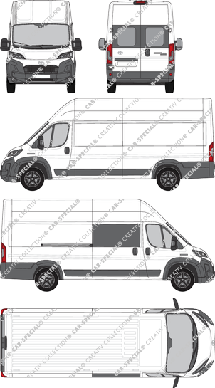 Toyoa Proace Max, Kastenwagen, L4H3, teilverglast rechts, Heck vergl., Rear Wing Doors, 1 Sliding Door (2024)