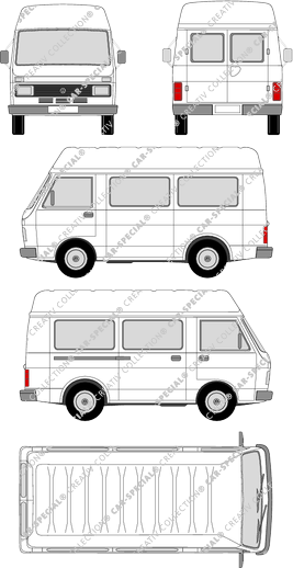 Volkswagen LT 28, Kleinbus, tetto alto, empattement court (1975)