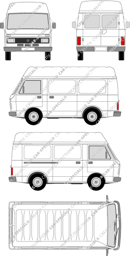 Volkswagen LT 28, van/transporter, high roof, short wheelbase, rear window (1975)