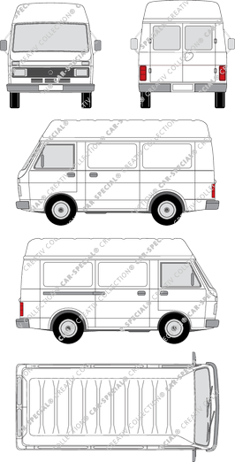 Volkswagen LT 28, Kastenwagen, Hochdach, Radstand kurz, Heck verglast (1975)