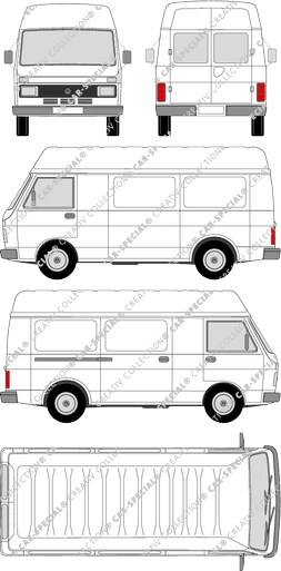 Volkswagen LT 28, van/transporter, high roof, long wheelbase, rear window (1975)