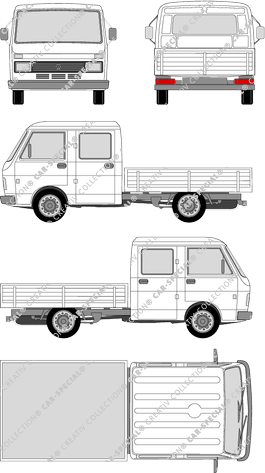 Volkswagen LT 28, Tieflader, low-loader, platform, double cab (1975)