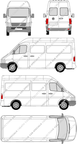 Volkswagen LT 28, van/transporter, high roof, rear window (1996)