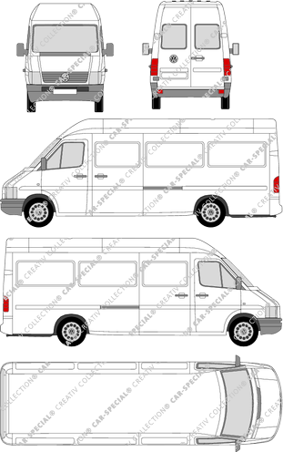 Volkswagen LT 35, furgón, tejado alto, ventana de parte trasera (1996)