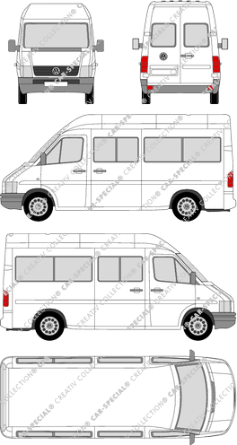 Volkswagen LT 35, Radstand 3550, microbús, tejado alto (1996)