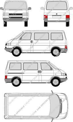 Volkswagen Transporter, T4, minibus, short wheelbase, 1 Sliding Door (1990)