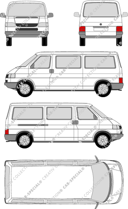 Volkswagen Transporter, T4, microbús, paso de rueda largo, 1 Sliding Door (1990)
