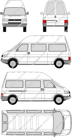 Volkswagen Transporter Hard-Top, T4, Hard-Top, microbús, paso de rueda largo, 1 Sliding Door (1990)