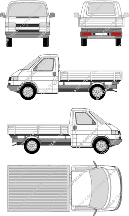 Volkswagen Transporter, T4, catre, paso de rueda corto, cabina individual (1990)