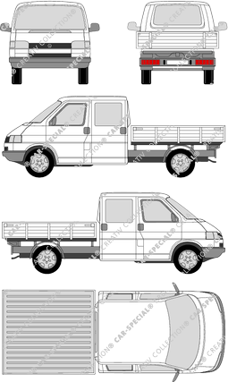 Volkswagen Transporter, T4, pont, Radstand lang, double cabine (1990)