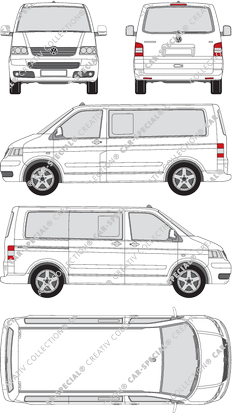Volkswagen Transporter Multivan, T5, Multivan, microbús, Rear Flap, 1 Sliding Door (2003)