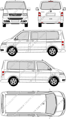 Volkswagen Transporter Multivan, T5, Multivan, Kleinbus, Rear Flap, 2 Sliding Doors (2003)