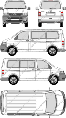 Volkswagen Transporter, T5, camionnette, Rear Flap, 2 Sliding Doors (2003)