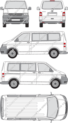 Volkswagen Transporter, T5, minibus, Rear Flap, 1 Sliding Door (2003)