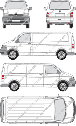 Volkswagen Transporter, T5, Kastenwagen, Radstand lang, Heck verglast, Rear Flap, 1 Sliding Door (2003)