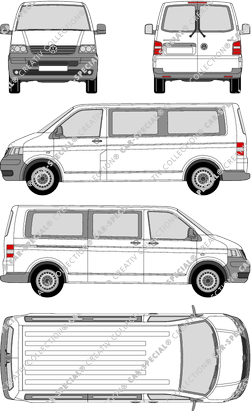 Volkswagen Transporter, T5, Kleinbus, empattement long, Rear Wing Doors, 1 Sliding Door (2003)