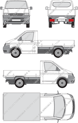 Volkswagen Transporter, T5, catre, paso de rueda corto, cabina individual (2003)