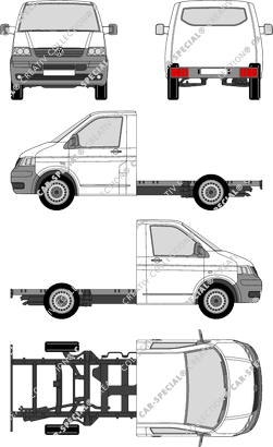 Volkswagen Transporter, T5, Chasis para superestructuras, paso de rueda corto, cabina individual (2003)