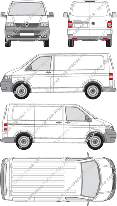 Volkswagen Transporter, T5, fourgon, Rear Wing Doors, 1 Sliding Door (2003)