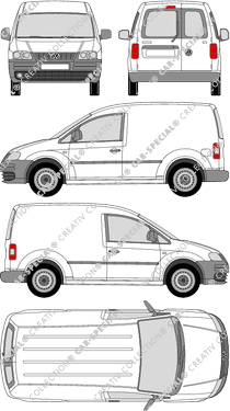 Volkswagen Caddy, furgone, vitre arrière, Rear Wing Doors (2004)