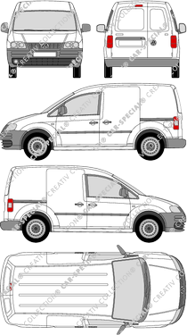 Volkswagen Caddy, Kastenwagen, Rear Wing Doors, 2 Sliding Doors (2004)