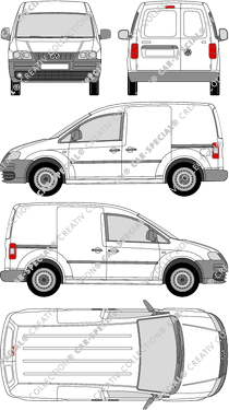 Volkswagen Caddy, fourgon, Rear Wing Doors, 2 Sliding Doors (2004)