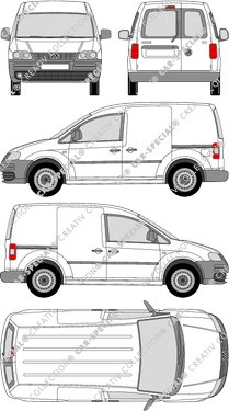 Volkswagen Caddy, van/transporter, rear window, Rear Wing Doors, 2 Sliding Doors (2004)