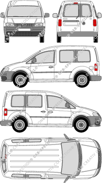 Volkswagen Caddy, fourgon, Rear Wing Doors, 1 Sliding Door (2004)