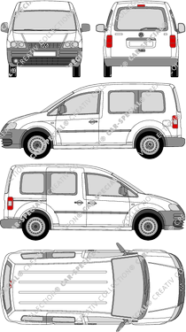 Volkswagen Caddy, fourgon, Rear Flap, 1 Sliding Door (2004)