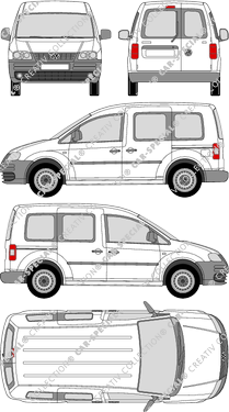 Volkswagen Caddy, fourgon, Rear Wing Doors, 2 Sliding Doors (2004)