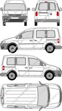 Volkswagen Caddy, furgón, Rear Wing Doors, 2 Sliding Doors (2004)