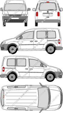 Volkswagen Caddy, furgone, Rear Flap, 2 Sliding Doors (2004)