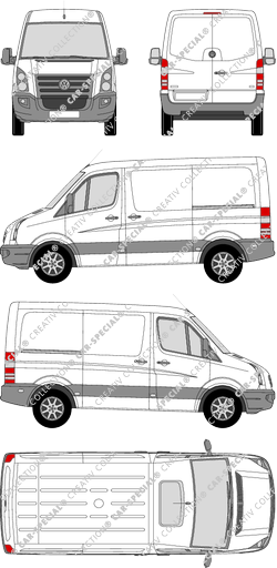 Volkswagen Crafter, van/transporter, short wheelbase, Rear Wing Doors, 2 Sliding Doors (2006)