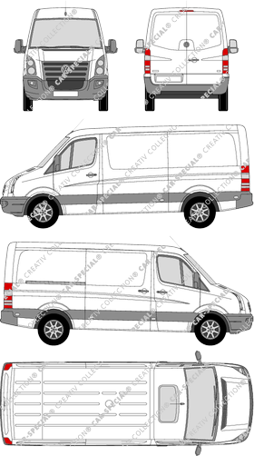 Volkswagen Crafter, van/transporter, medium wheelbase, Rear Wing Doors, 1 Sliding Door (2006)