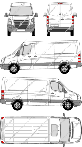 Volkswagen Crafter, fourgon, Radstand mittel, Rear Wing Doors, 2 Sliding Doors (2006)