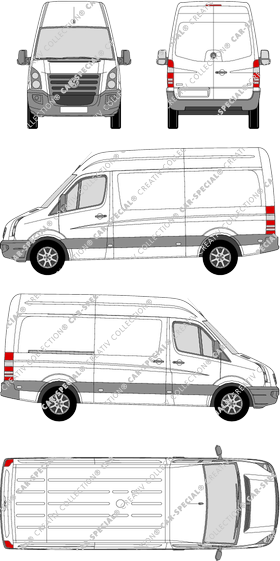 Volkswagen Crafter, furgone, tetto alto, empattement  moyen, Rear Wing Doors, 1 Sliding Door (2006)