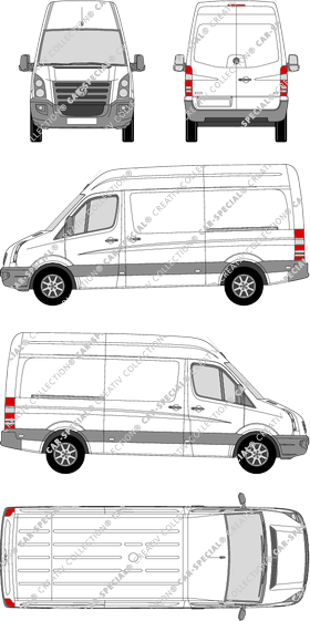 Volkswagen Crafter, van/transporter, high roof, medium wheelbase, Rear Wing Doors, 2 Sliding Doors (2006)