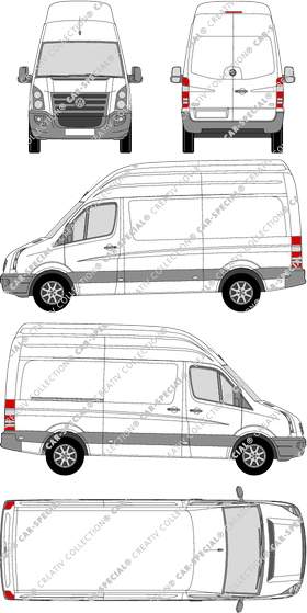 Volkswagen Crafter, fourgon, toit super haut, Radstand mittel, Rear Wing Doors, 1 Sliding Door (2006)