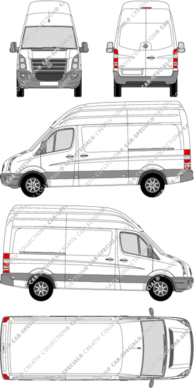 Volkswagen Crafter, van/transporter, super high roof, medium wheelbase, Rear Wing Doors, 2 Sliding Doors (2006)