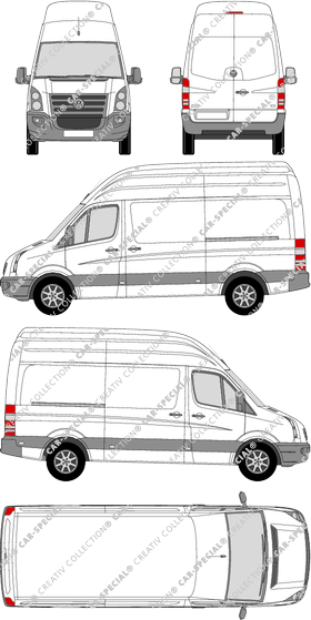 Volkswagen Crafter, Kastenwagen, Superhochdach, Radstand mittel, Rear Wing Doors, 2 Sliding Doors (2006)