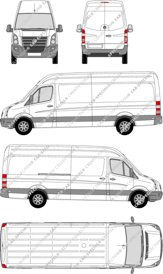 Volkswagen Crafter, van/transporter, high roof, long wheelbase, Rear Wing Doors, 1 Sliding Door (2006)