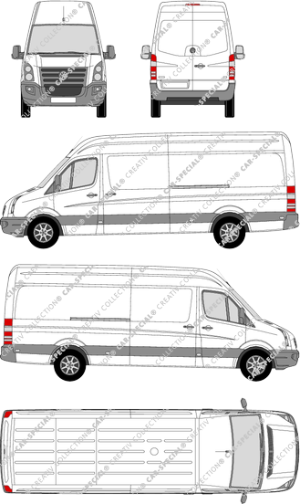 Volkswagen Crafter, furgone, tetto alto, empattement long, Rear Wing Doors, 2 Sliding Doors (2006)