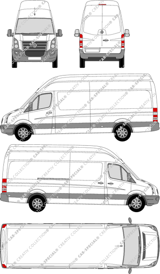 Volkswagen Crafter, van/transporter, super high roof, long wheelbase, Rear Wing Doors, 1 Sliding Door (2006)