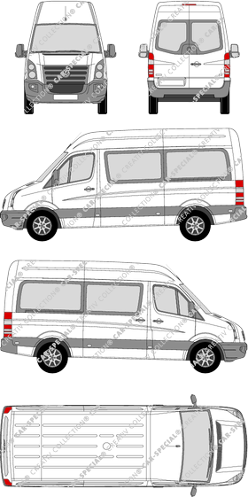 Volkswagen Crafter, camionnette, toit haut, Radstand mittel, Rear Wing Doors, 1 Sliding Door (2006)