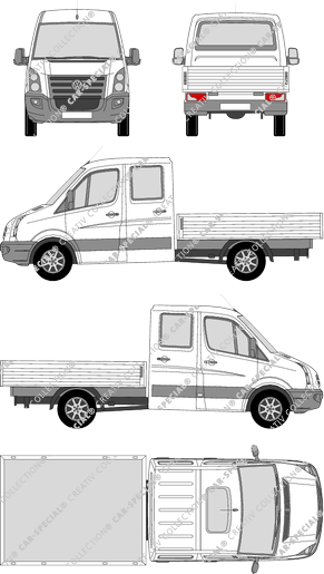 Volkswagen Crafter 35, catre, paso de rueda medio, cabina doble (2006)