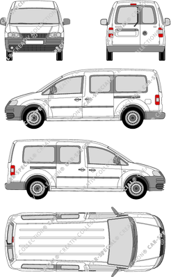 Volkswagen Caddy, Maxi, van/transporter, Rear Wing Doors, 2 Sliding Doors (2007)